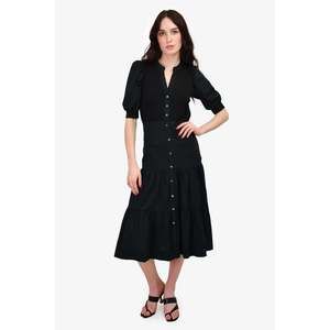 Veronica Beard Black Puff Sleeve Tiered Midi Dress Size XS